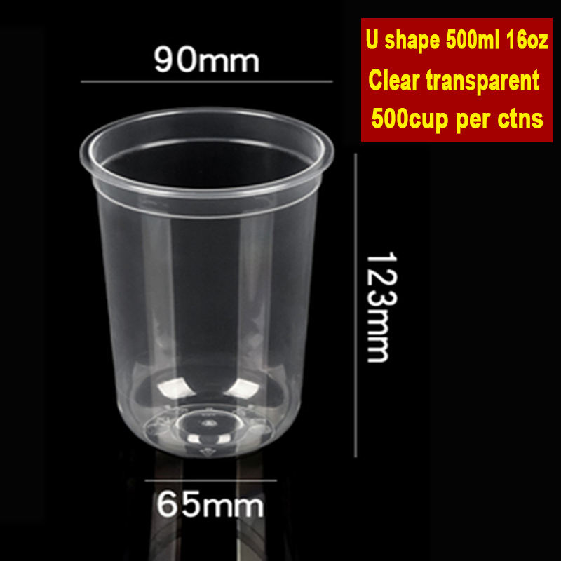 Gobelet rigide transparent en forme de U, 500 ml (16 oz)