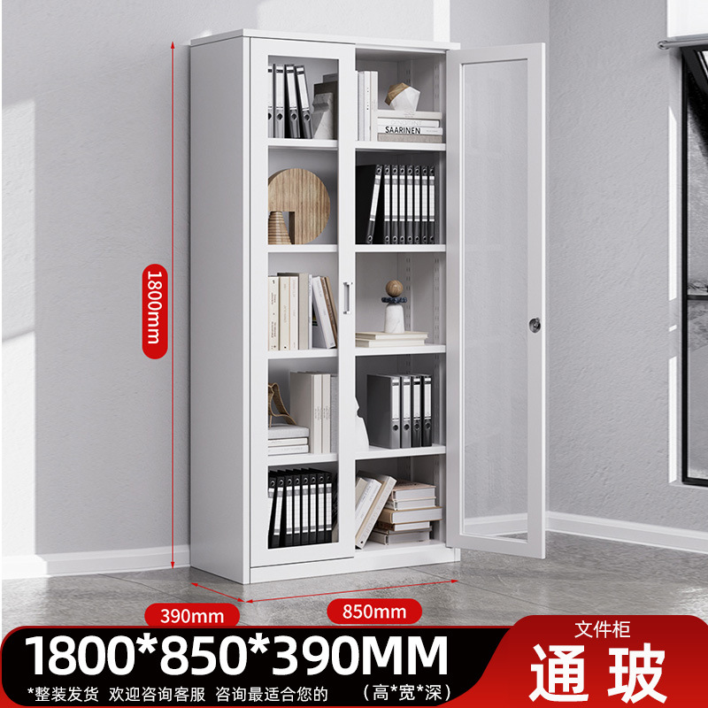 Open glass file cabinet
