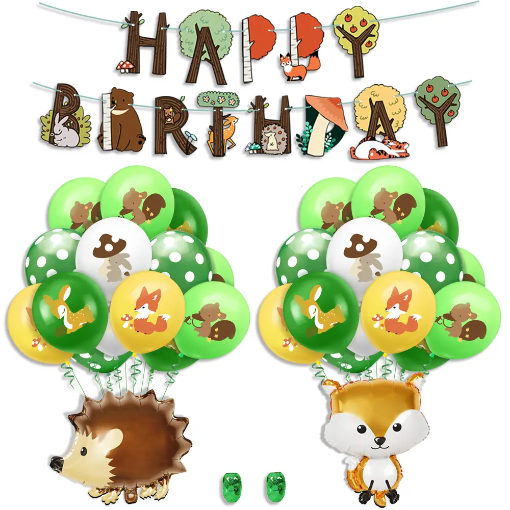 Rabbit Squirrel Fox Jungle Animal Rubber Balloons Set Children 's Anniversary Birthday Party balloons set Decoration Supplies