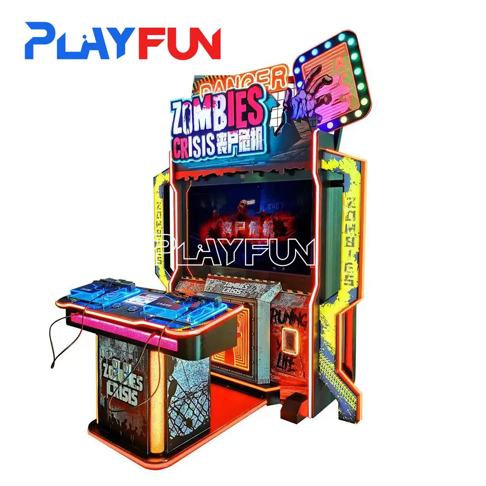 Playfun 큰 화면 실내 동전으로 작동되는 LCD 총 슈팅 게임기 시뮬레이터 아케이드 슈팅 게임기