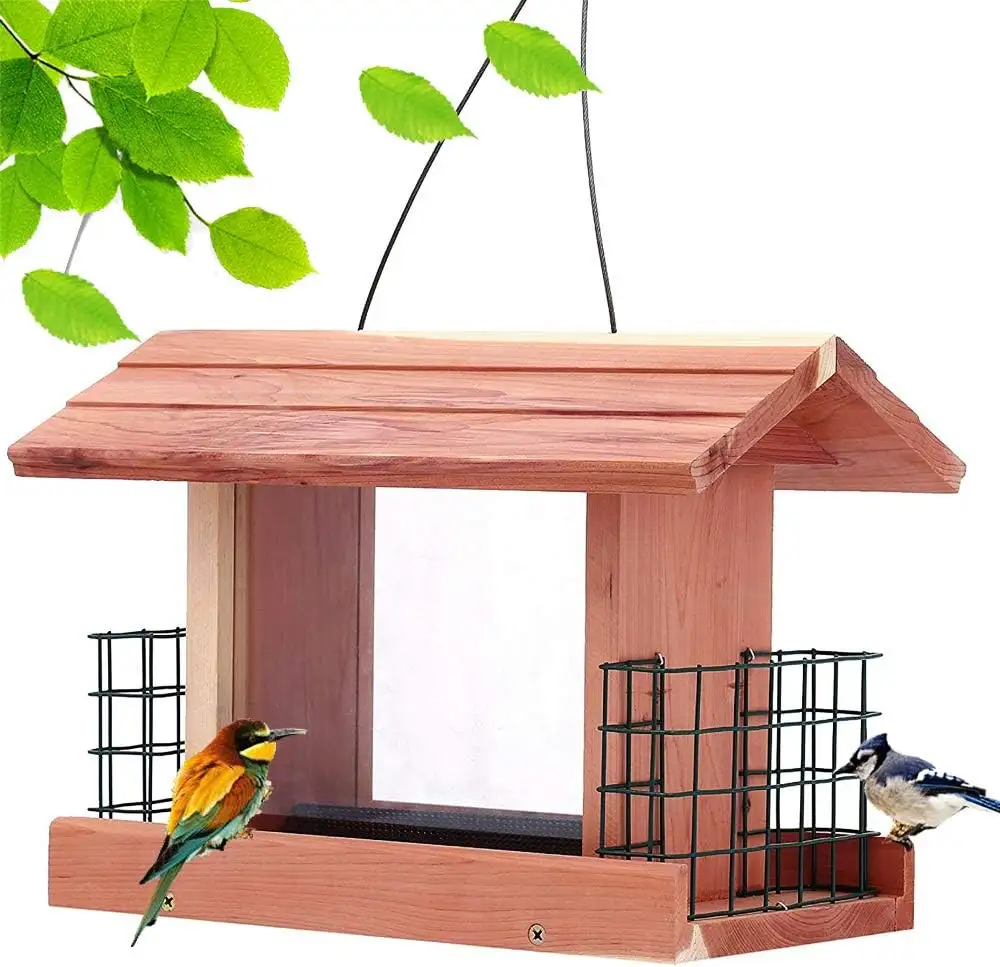 Zhonghuan marka evler bahçe abd sedir kuş besleyici vahşi kuş şartları el yapımı ahşap açık çiftlik veranda Yard ağacı asılı