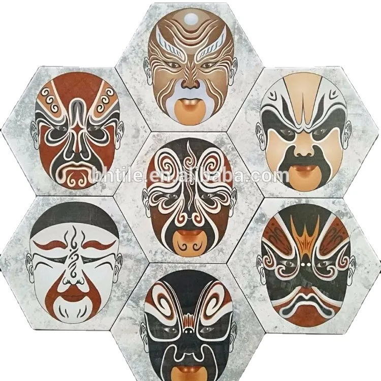 BAOHUA-azulejos hexagonales de decoración de pared, cerámica, en relieve, 200x230