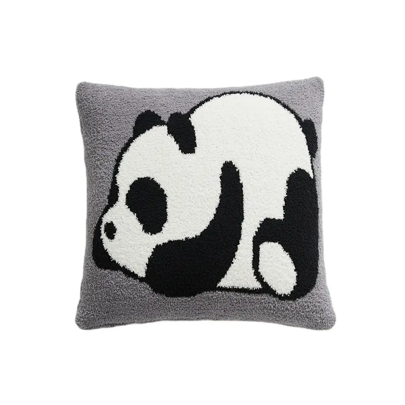Bán buôn tùy chỉnh siêu soft100 % Polyester Mô hình gấu trúc dệt kim Cushion Cover cho xe sofa trang trí