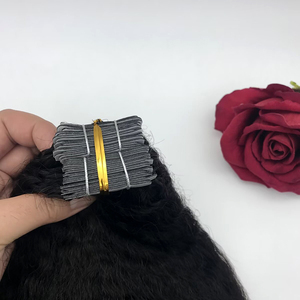 ヘアエクステンションの直接天然黒本物の人間の二重描画キンキーストレートレミー女性テープ工場卸売