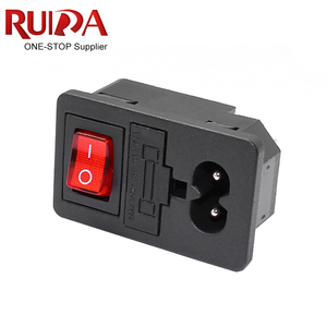 IEC 320 C7 C8電気インレット10AヒューズAC電源ソケット、ON OFFロッカースイッチ付き - Product Image 1