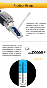 Medidor De Concentração De Açúcar Refratômetro Handheld 0-32% Sacarímetro Brix Sugar Tester Frutas Uvas ATC - Product Image 5