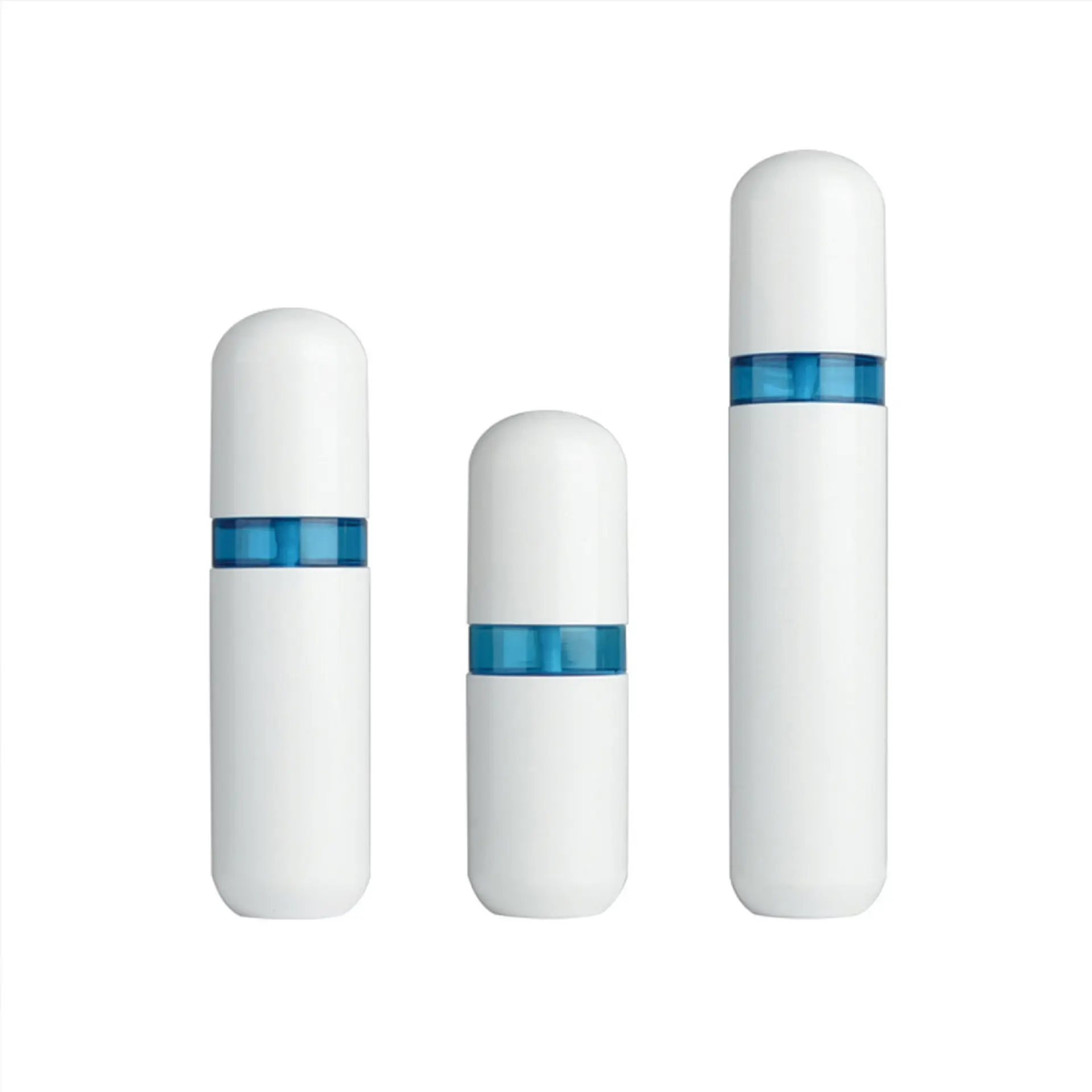 30ml 50ml 70ml 100ml Spot Cosmetic Capsule Pill Spray bianco con flacone di lozione bordo blu flacone Sub-imballaggio