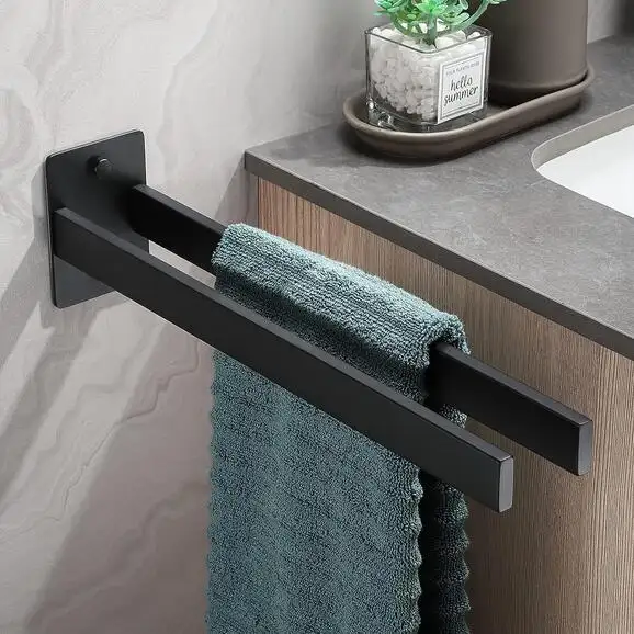 Moda Design semplice accessori per il bagno in stile Hotel a parete autoadesivo doppio portasciugamani due bracci porta asciugamani