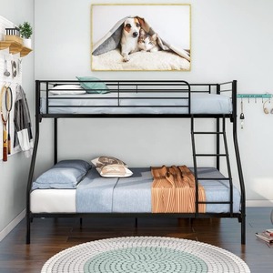 Adjustable Modern Design <strong>Twin</strong> Over <strong>Full</strong> Metal <strong>Bunk</strong> Bed Frame Steel Loft Bed for Adults Foldable Home School Hotel Double Size