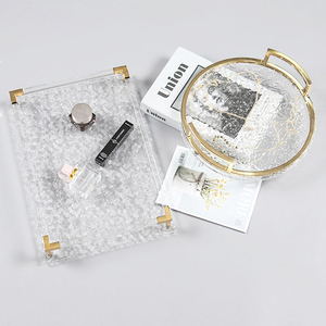 批发透明亚克力储物托盘Lucite托盘透明亚克力装饰托盘带手柄 - Product Image 5
