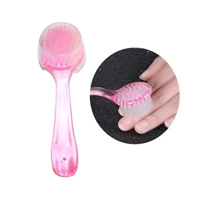 Manicure Del Chiodo della Spazzola con Resistente Manico In Plastica Del Chiodo Della Polvere Cleaner con Tappo di Copertura di Protezione per il Piede Scrubber