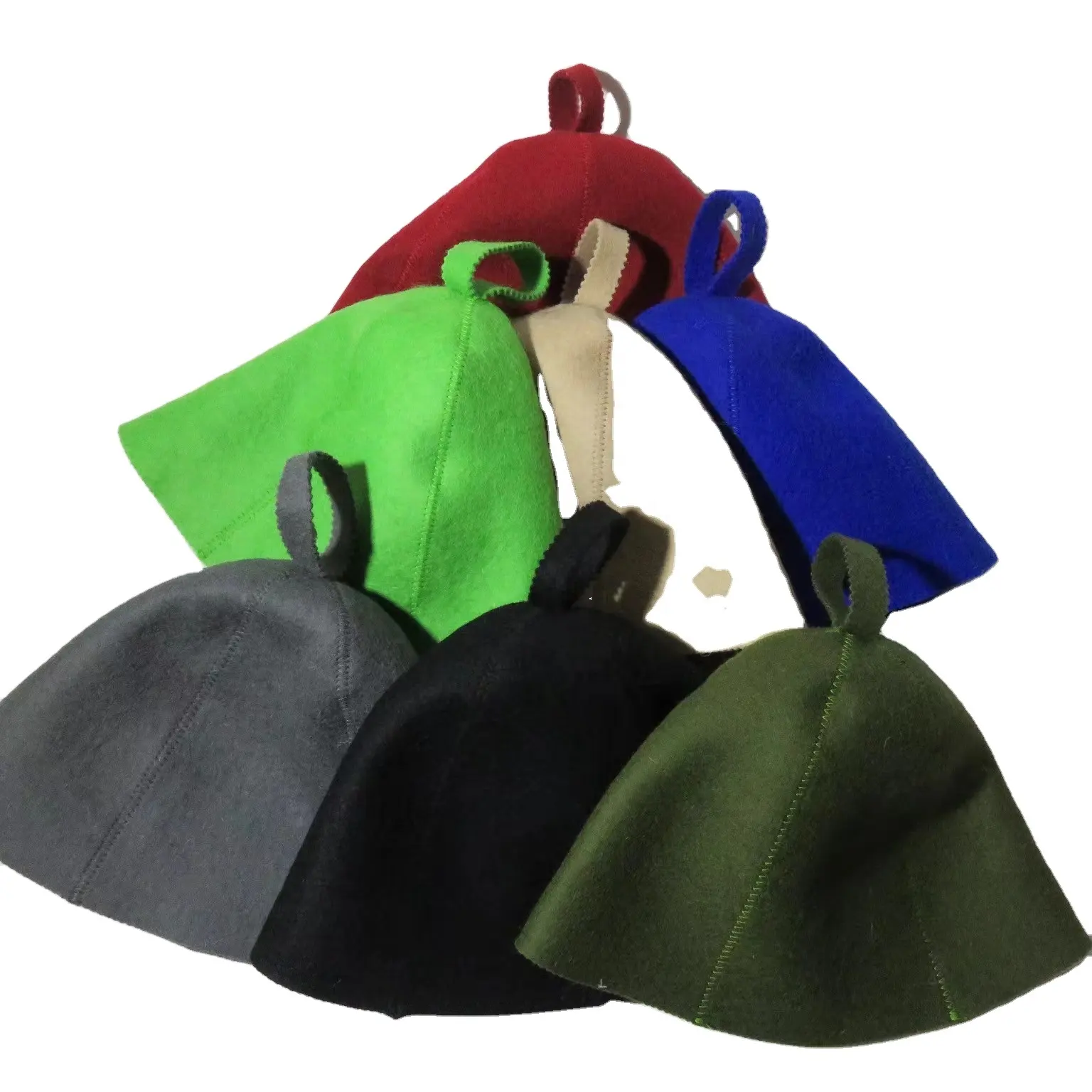 Cappello da Sauna russo in feltro di lana di colore all'ingrosso semplice cappello da doccia alla moda per capelli a secco isolamento termico assorbente cappello di lana naturale