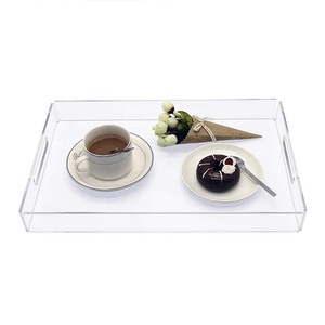 带手柄的矩形透明丙烯酸托盘 - Product Image 3