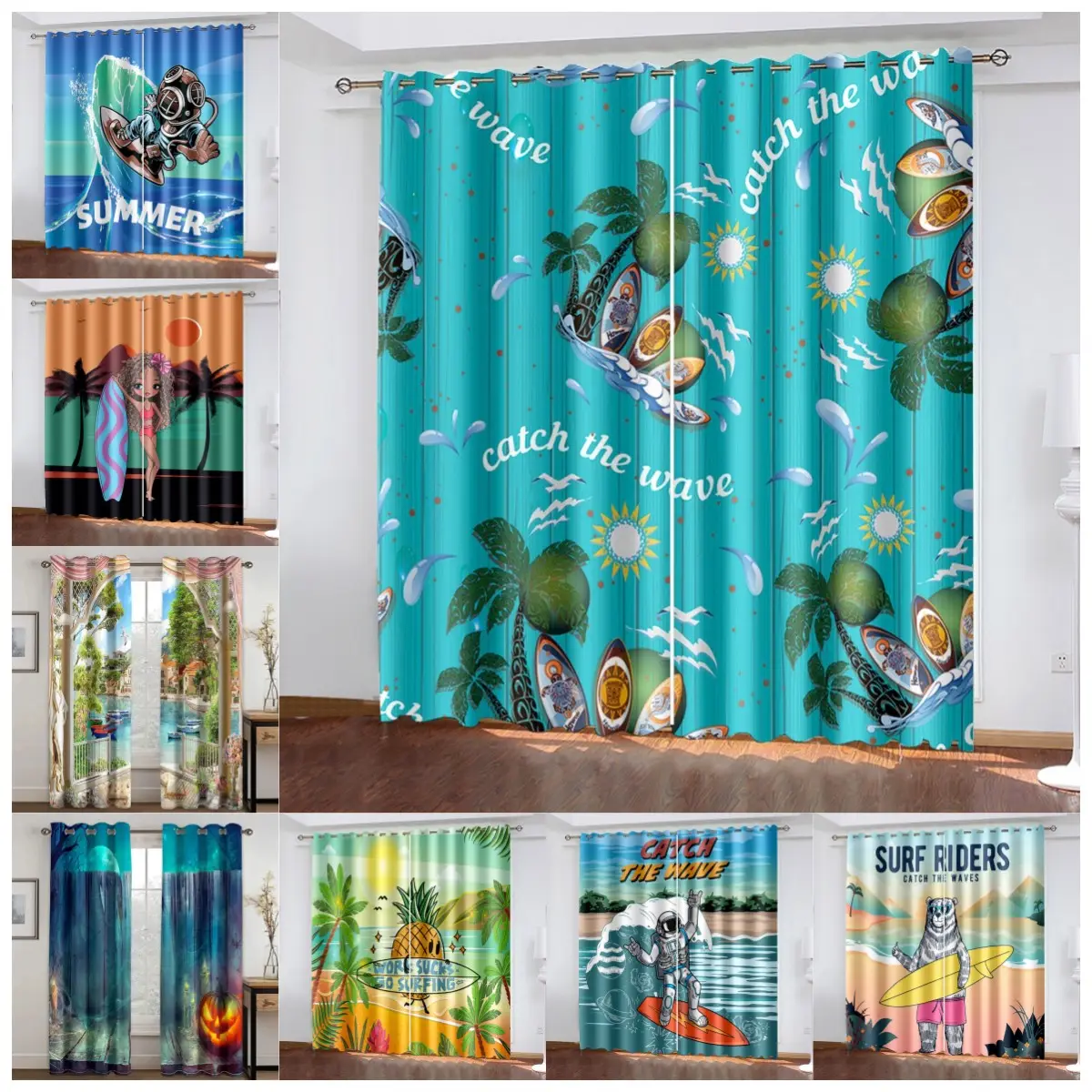 Factory wholesale sale Technology Production Design 100% polyester Custom 3D Printed Curtain For Livingroom