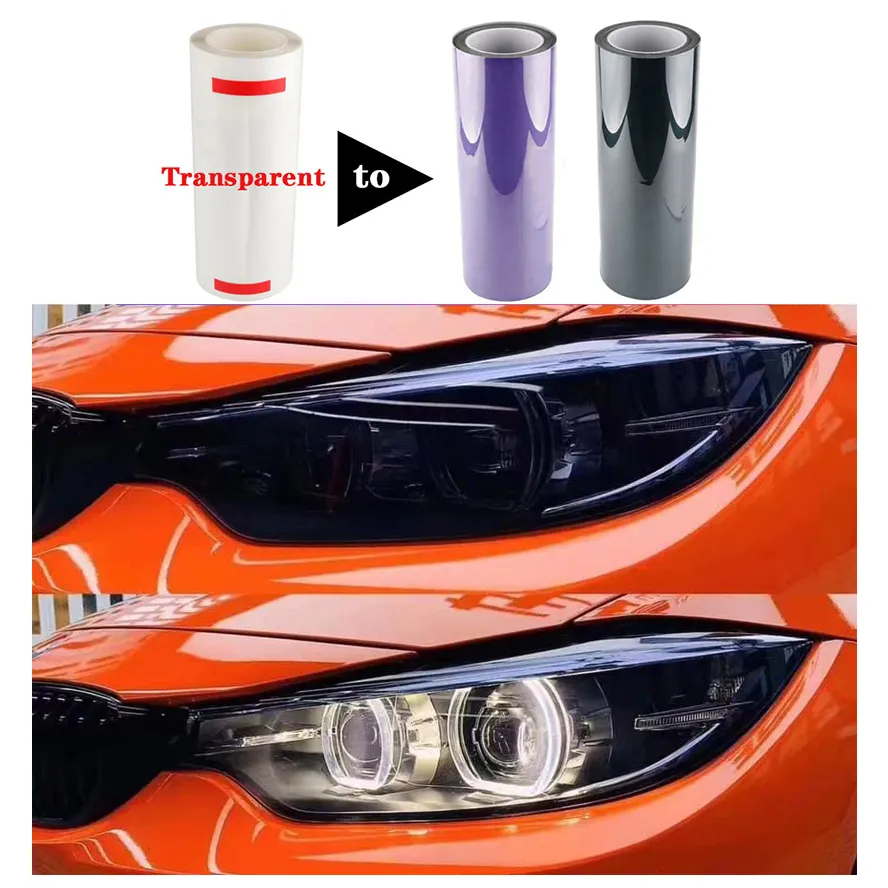 Película fotocromática inteligente para farol traseiro de automóveis, filme de proteção transparente em TPU para farol de carro