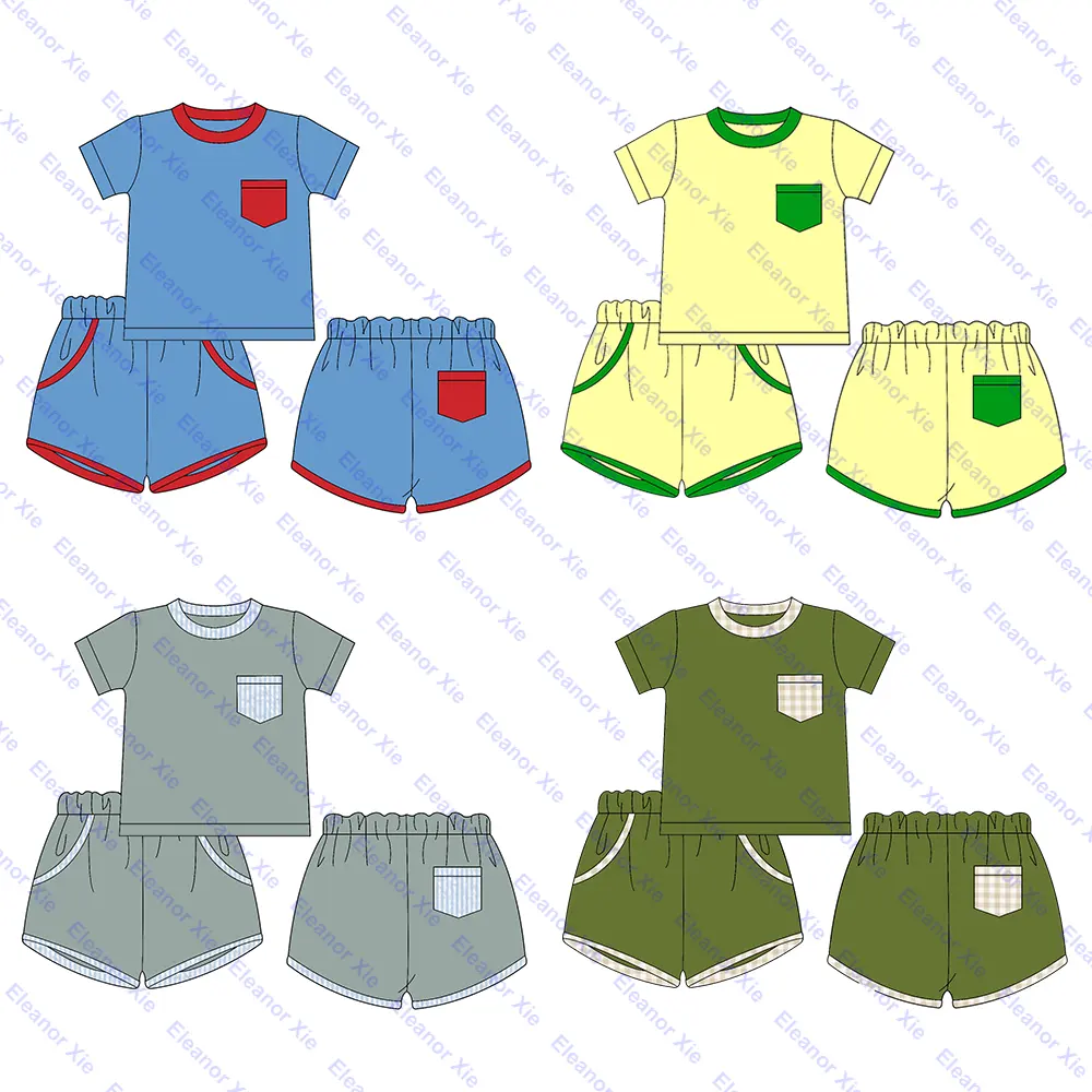 2024 novo modelo crianças criança meninos conjuntos de roupas verão algodão bordado tshirt shorts bebê menino roupas