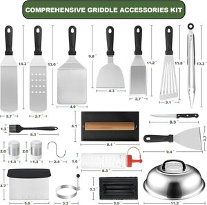 Özel barbekü aletleri takımı düz üst ızgara aksesuarları Set paslanmaz çelik açık barbekü için izgara seti takım kamp pişirme kiti - Product Image 2