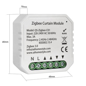โมดูลผ้าม่าน Zigbee 220V Domotic,สวิตช์รีเลย์คู่ทำงานร่วมกับมู่ลี่บานประตูหน้าต่างมอเตอร์แบบท่อ