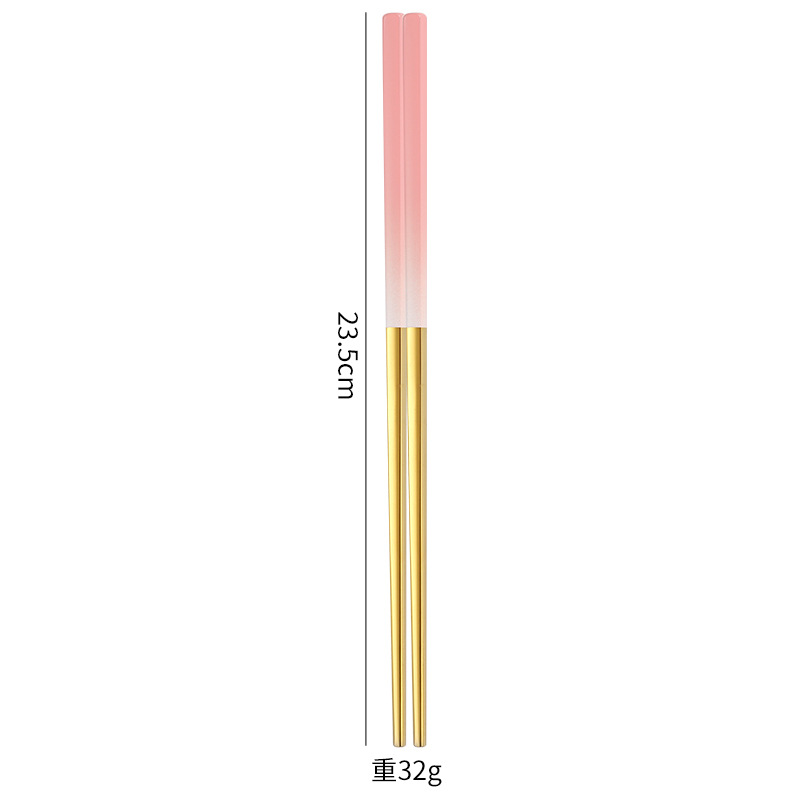 ตะเกียบสแตนเลส 304 สีชมพูไล่ระดับ - 23.5ซม