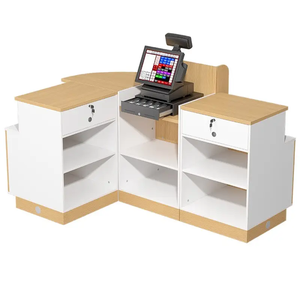 木制收银台设计现代零售柜台超市商店收银台设计 - Product Image 2