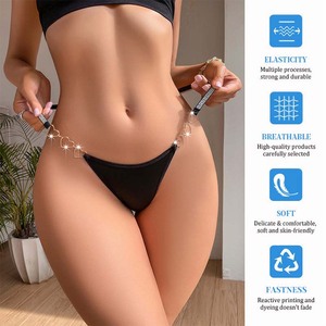 Fábricas manuales en China Tanga de cintura baja Tanga de seda sólida Tangas y G String Sexy para mujeres G String - Product Image 3