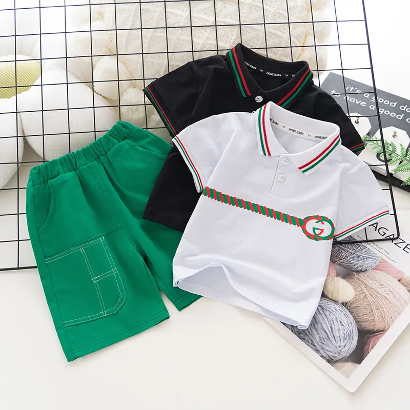 Nuovi vestiti per bambini moda bambino POLO a maniche corte completo due pezzi per bambini