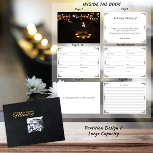 Gold Embossed PU Leather Hardcover 'In Loving Memory' Thread-Sewed Funeral Guestbook &amp; Memory <strong>Book</strong> with Signatures for Funerals - Product Image 4