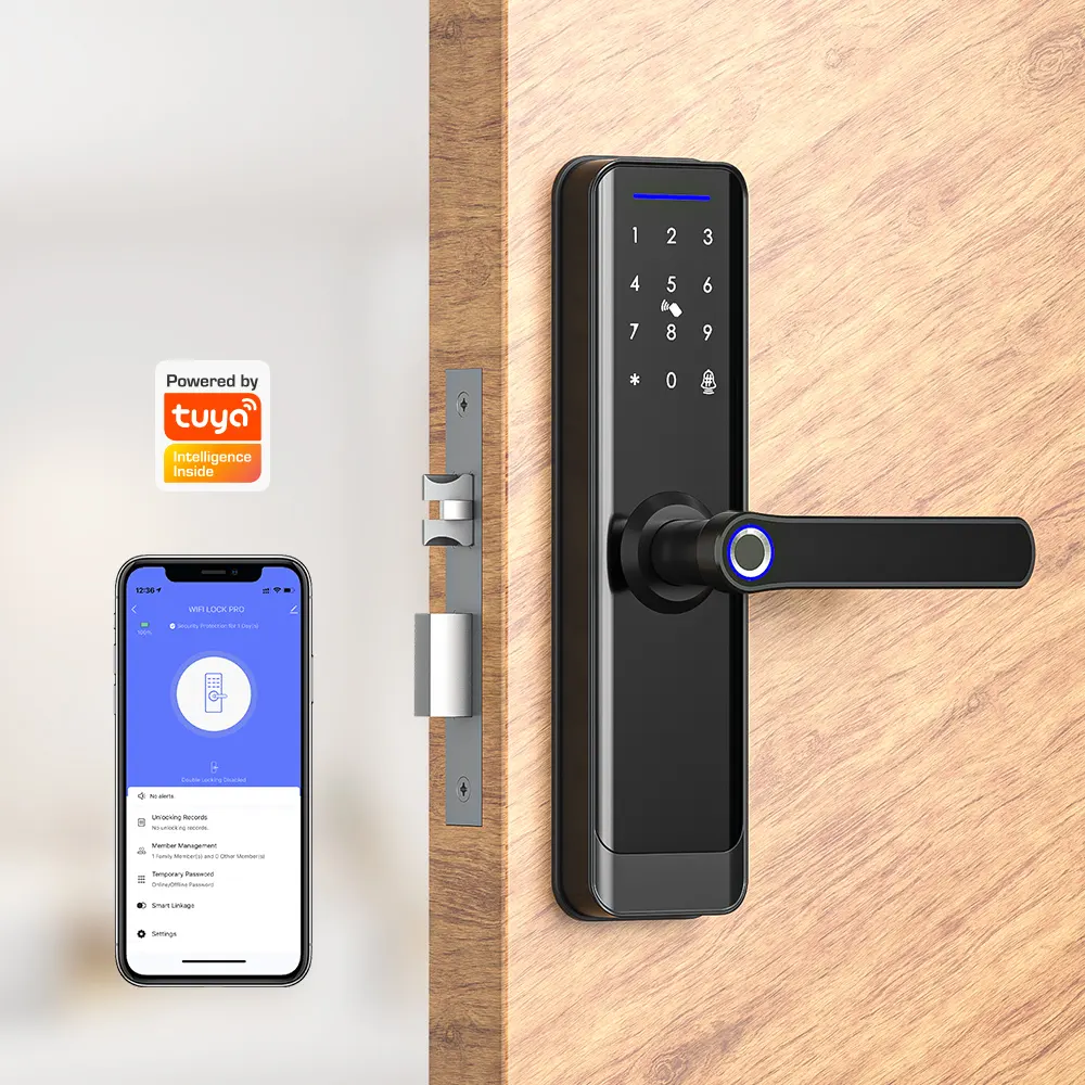 뜨거운 인기있는 스마트 홈 시스템 블루투스 디지털 엔트리 잠금 지문 슬림 전자 스마트 도어록 Tuya 도어록