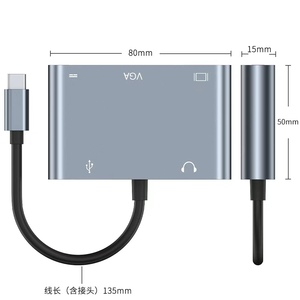 <strong>5</strong> in <strong>1</strong> HUB USB C Type C to 4K HDTV VGA USB 3.0 <strong>Audio</strong> Port PD Charging USB-C Hub Cable <strong>Adapter</strong> - Product Image 4