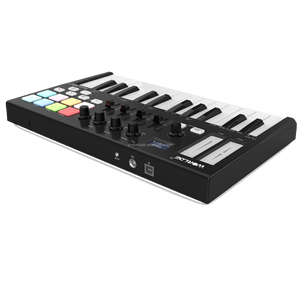WORLDE Mini II Controlador de teclado MIDI USB portátil de 25 teclas 8 almohadillas retroiluminadas RGB 4 perillas asignables PANDAMINI II (controlador MIDI)
