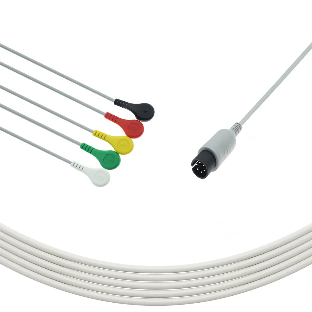 Ospedale utilizzando compatibile per AAMI tutte le serie di un pezzo cavo ECG, GE Pro 1000 snap IEC 5 cavi ECG Direct-Connect Cable
