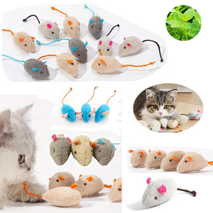 Juguetes interactivos de tela para gatos, sonajero, gato, ratón y hierba gatera precargada, piel sintética para gatos, productos para mascotas - Product Image 1