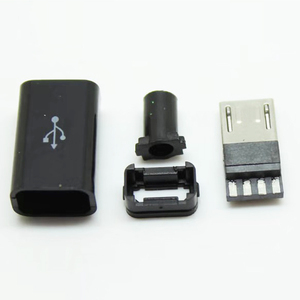 微型USB 5针焊接型公插头连接器充电器5P USB尾部充电插座4合1白色黑色