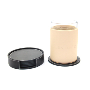 Tabletex经典风格独特的圆形人造革餐垫杯垫6件套，用于桌垫和杯垫 - Product Image 6