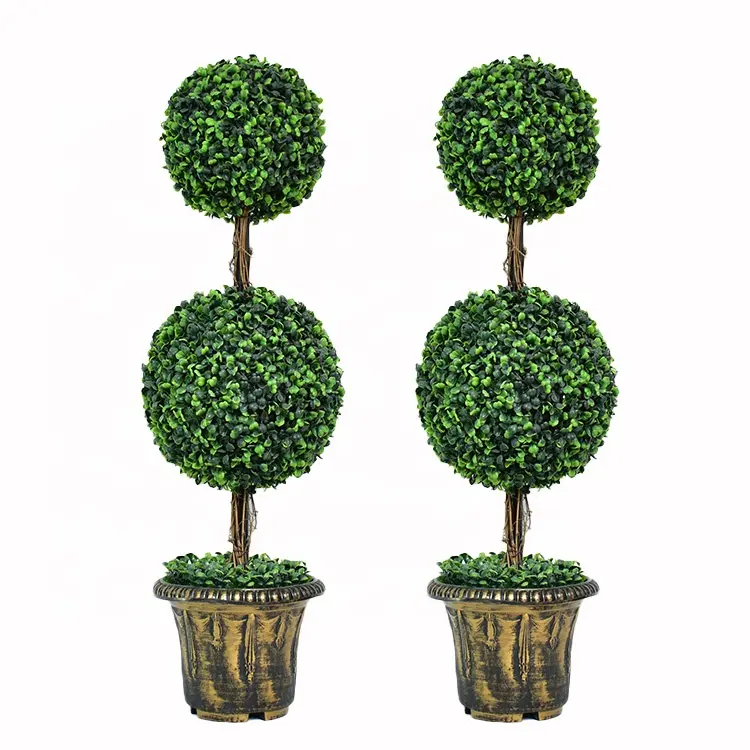Decoración de jardín, plantas en maceta en forma de bola de plástico de imitación, árbol topiario de boj Artificial, 3 pies/4 pies/5 pies