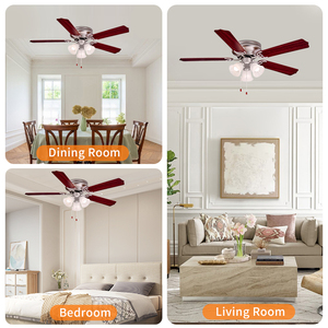 Trong Nhà Phòng Khách Gỗ Hô Mộc 5 Lưỡi Quạt Trần Bằng Gỗ 52 Inch Điện Quạt Trần Mộc Mạc Với Ánh Sáng - Product Image 4