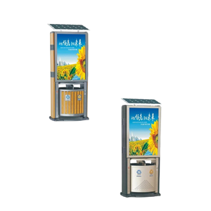City Street Smart Sorting Contenedores de basura de 2 compartimentos Energía solar Doble desplazamiento Publicidad Caja de luz LED Cubo de basura
