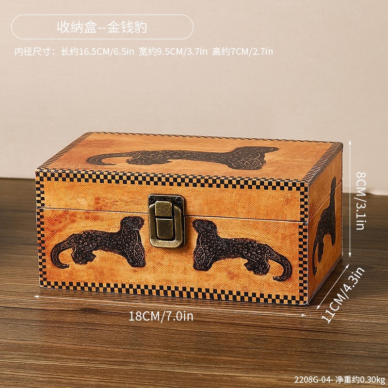 2208G-04 Caja de almacenamiento - Leopardo dorado