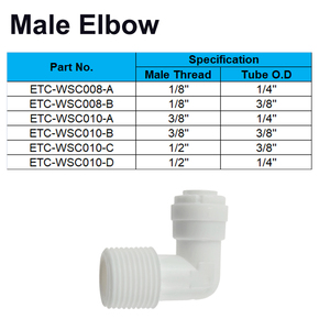 1/4 "3/8" OD tüp 1/8 "3/8" 1/2 "erkek konu ters osmoz akvaryumu hızlı montaj RO su erkek dirsek boru ekleri konektörü - Product Image 2