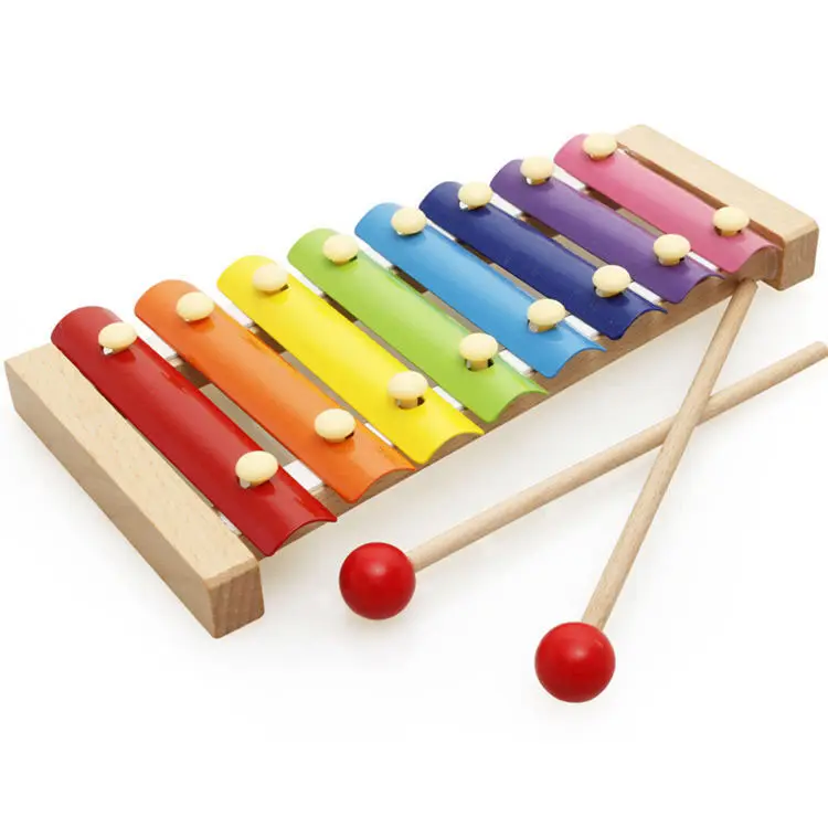 آلة موسيقية للأطفال كهدايا ترويجية متعددة الأشكال زيلةفون خشبي صانع ضوضاء بـ 8 أصوات للعبة الموسيقي في المرحلة الأولى
