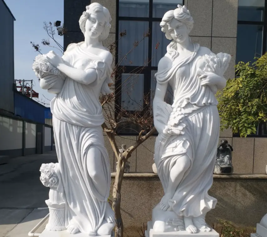 cheaper price Marble Sculptures Garden Decorative Stone Sculpture life Size Four Seasons Marble Statues