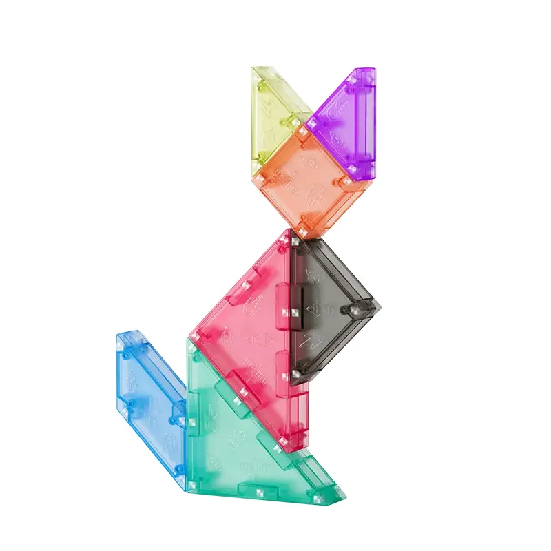 Juego de bloques de construcción Tangram magnético transparente para niños