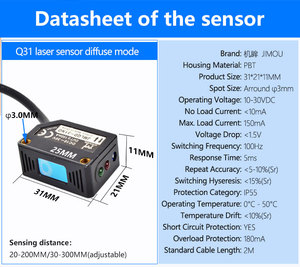 Sensor de distancia láser de interruptor óptico difuso cuadrado de interruptor industrial NPN NO de salida - Product Image 4