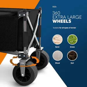 Đóng mở cắm trại Wagon xách tay có thể gập lại tiện ích xe đẩy với 360 bánh xe, có thể điều chỉnh xử lý, nhiệm vụ nặng nề 150kg Công suất - Product Image 4