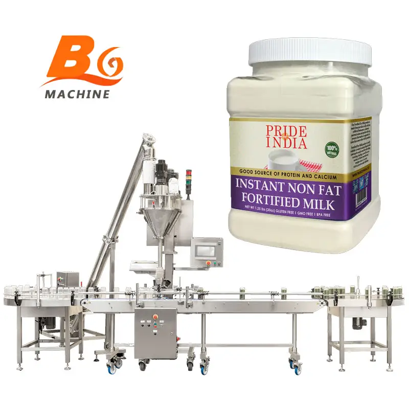 Linea di riempimento automatica di bottiglie di latte in polvere per bambini riempitrice di latte in polvere di proteine nutrizionali per lattine