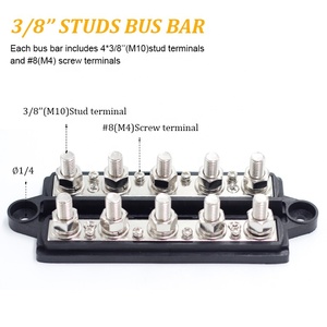 48V 300A Heavy Duty Power Distribution Terminal Block Pure Copper Double Row M10 5-screw <strong>Busbar</strong> - Product Image 5