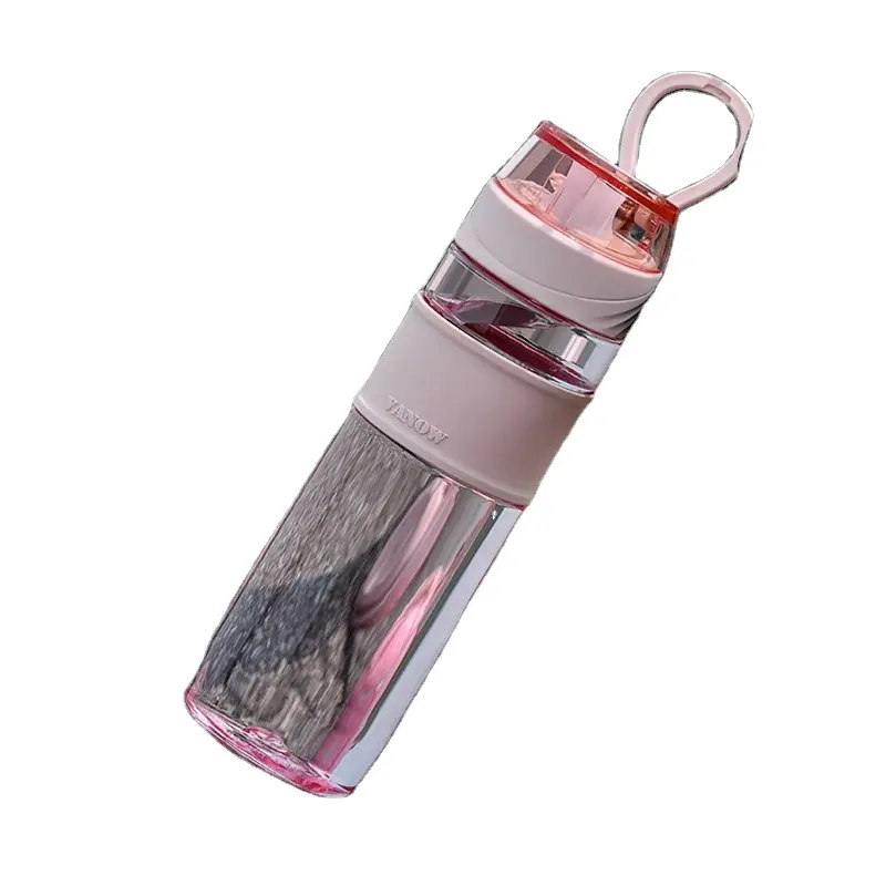 Taza de agua de verano Taza de paja Linda Ins Wind Net Taza de plástico rojo Botella de agua para estudiantes Portátil y compacta