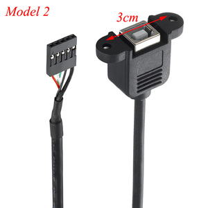 Bochara 30cm DB 2.54mm 5Pin başlık dişi USB 2.0 tip B dişi yazıcı kablosu F/F vidalı Panel montajlı korumalı - Product Image 5