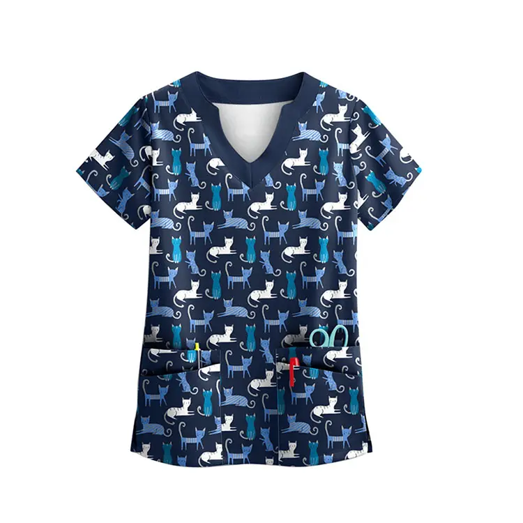 OEM service fashion printing blouse doctor uniform for female