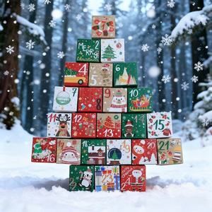 Siheny Tái Chế Thiết Kế Mới 24 Ngày Giấy Giáng Sinh Advent Đếm Ngược Hộp Quà Tặng Với Bất Ngờ Cho Trẻ Em Gia Đình Cookie Kẹo - Product Image 2